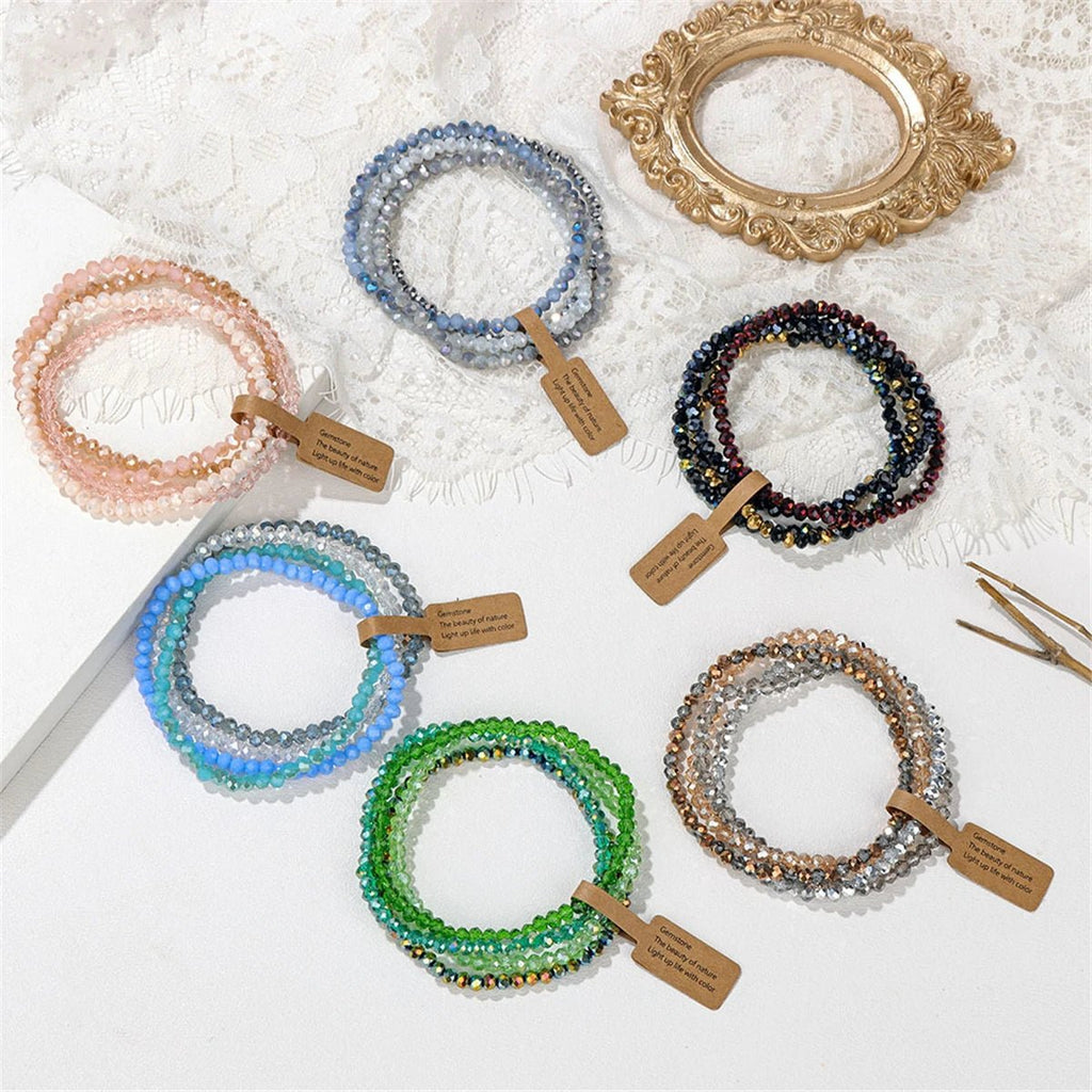 4 pezzi/set braccialetti con perline di cristallo - Glow