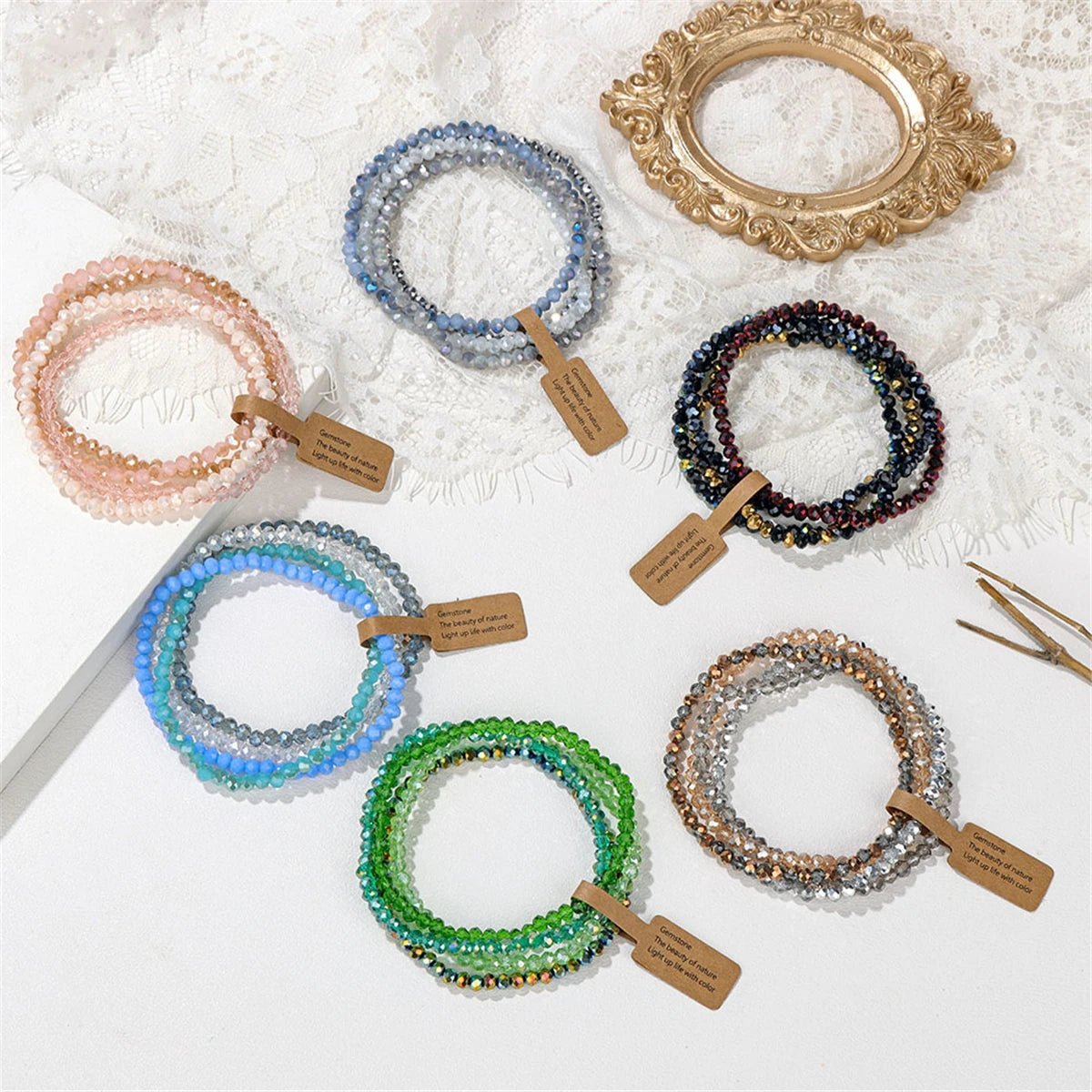 4 pezzi/set braccialetti con perline di cristallo - Glow