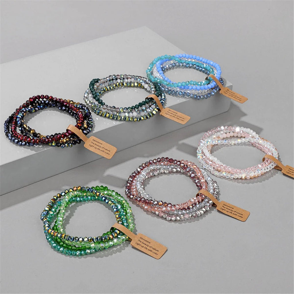 4 pezzi/set braccialetti con perline di cristallo - Glow
