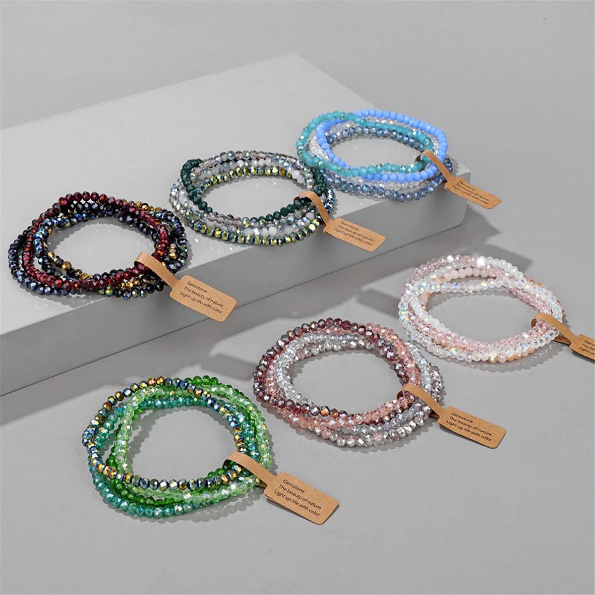4 pezzi/set braccialetti con perline di cristallo - Glow