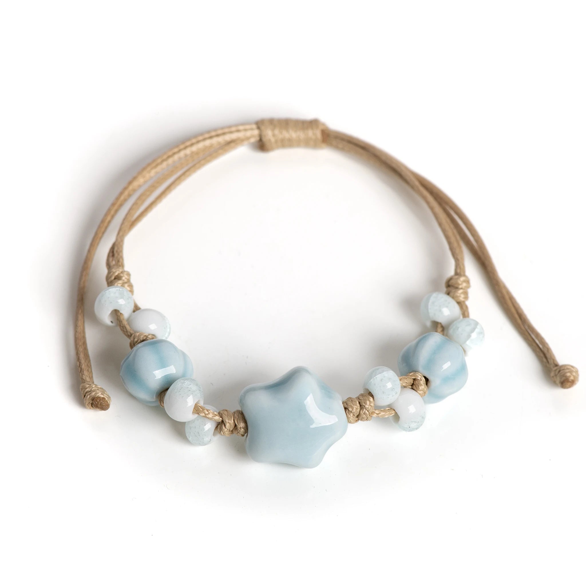 Bracciale a forma di stella in ceramica fatto a mano, regolabile, vintage, con smalto crepitante, regalo minimalista per gioielli da donna 153