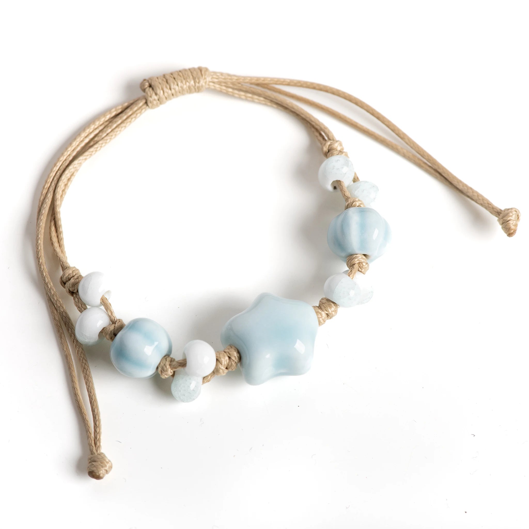 Bracciale a forma di stella in ceramica fatto a mano, regolabile, vintage, con smalto crepitante, regalo minimalista per gioielli da donna 153
