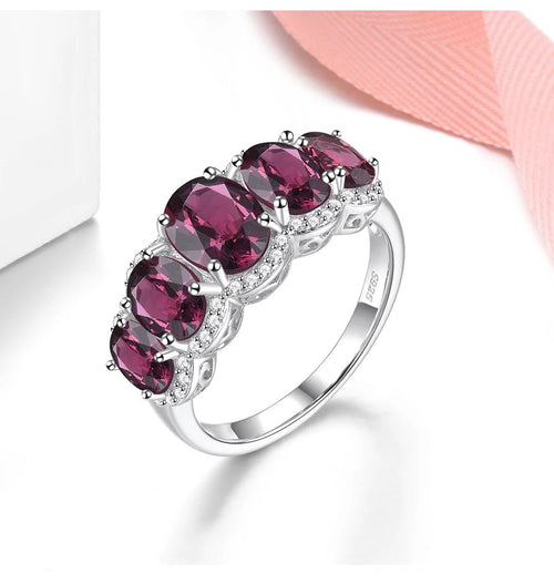 Anelli in argento 925 Sterling con granato rodolite naturale 4.5 carati granato rosa, topazio blu - Glow