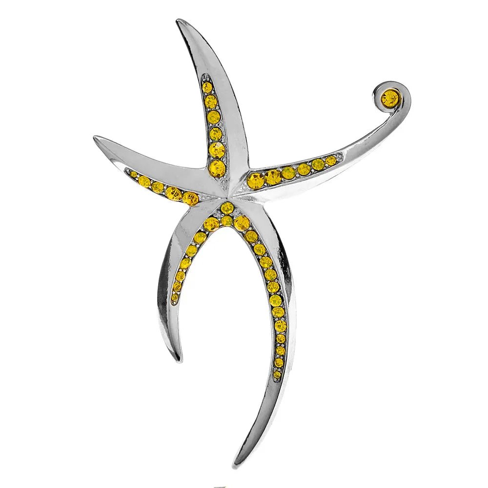 Bellissima spilla stella marina con strass - Gioiello di moda 3 colori - Glow