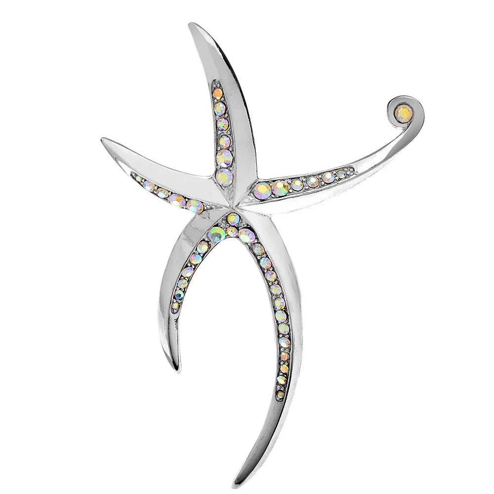 Bellissima spilla stella marina con strass - Gioiello di moda 3 colori - Glow