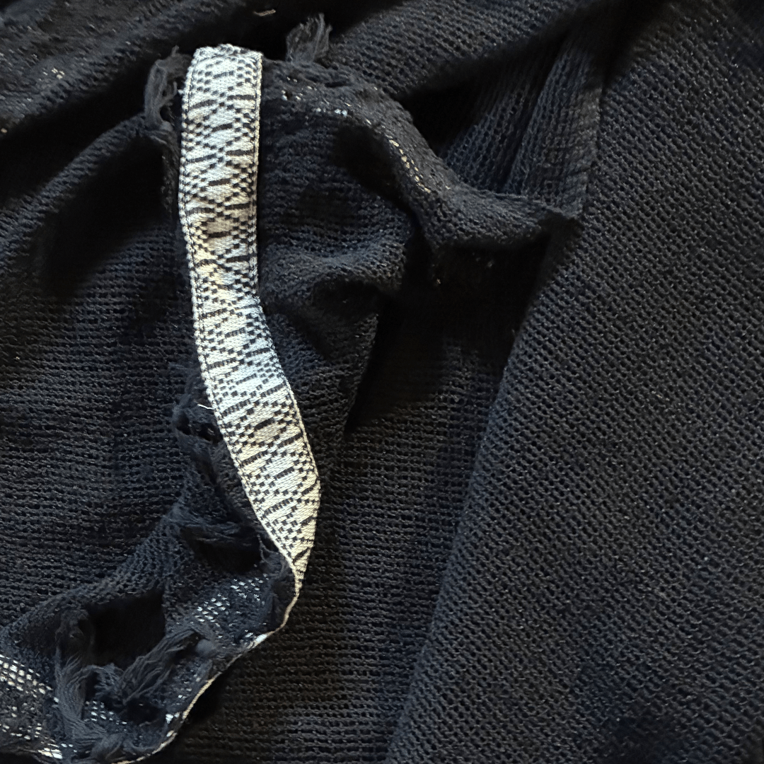 Caftano con fascia in cotone grezzo naturale 🌱 Nero - Glow