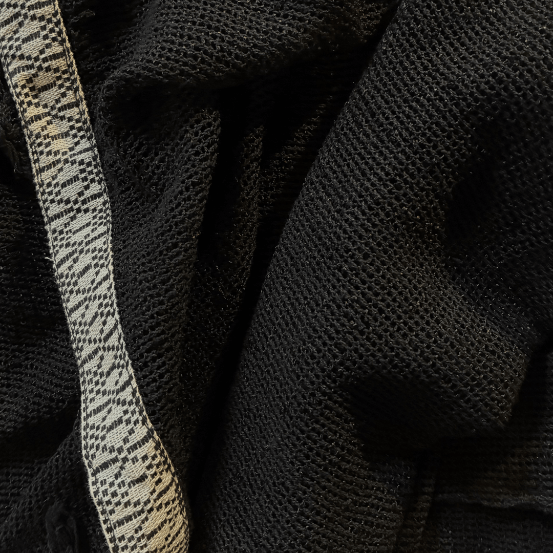 Caftano con fascia in cotone grezzo naturale 🌱 Nero - Glow