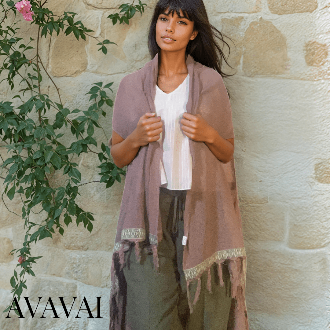 Caftano con fascia in cotone grezzo naturale 🌱 Rosa Antico - Glow