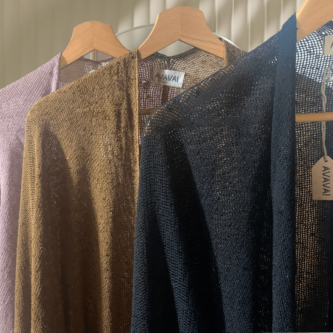 Caftano lungo in cotone grezzo 🌱 Nero - Glow