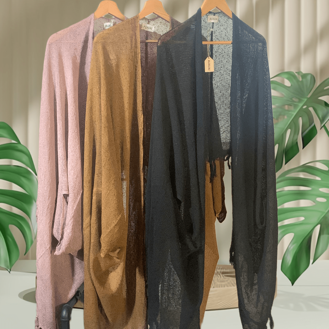 Caftano lungo in cotone grezzo 🌱 Nero - Glow