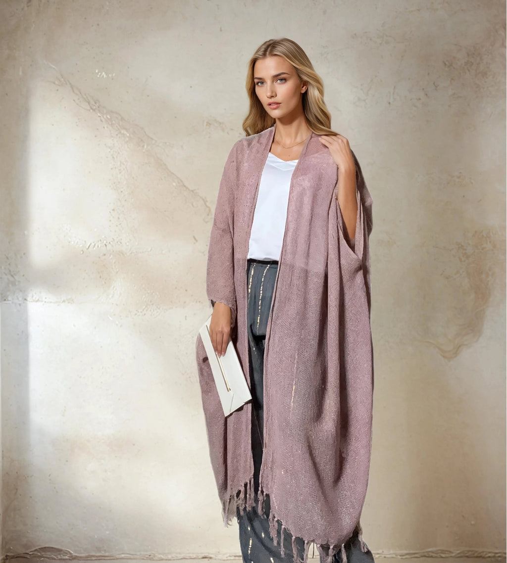 Caftano lungo in cotone grezzo 🌱 Rosa antico - Glow