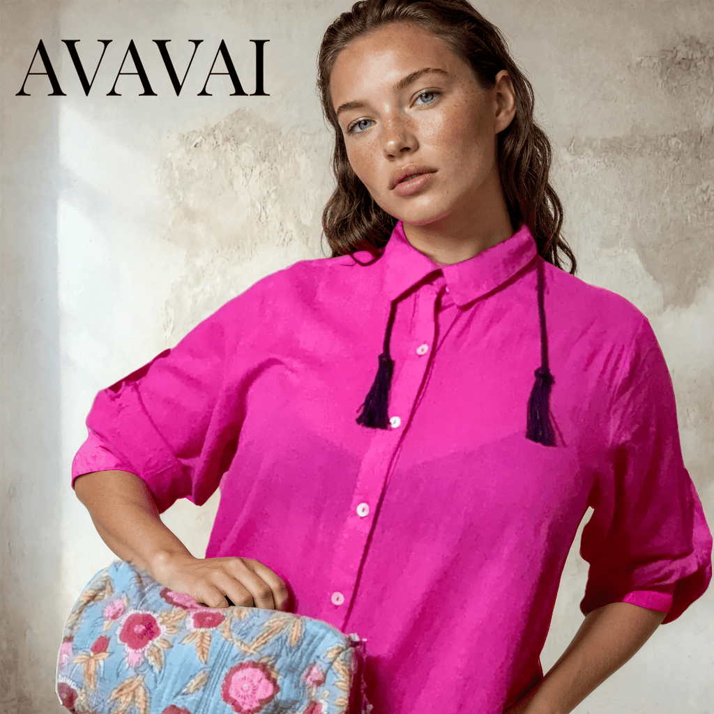 Camicia Mare & Città con cintura in cordoncino + nappine ★ Fucsia - Glow