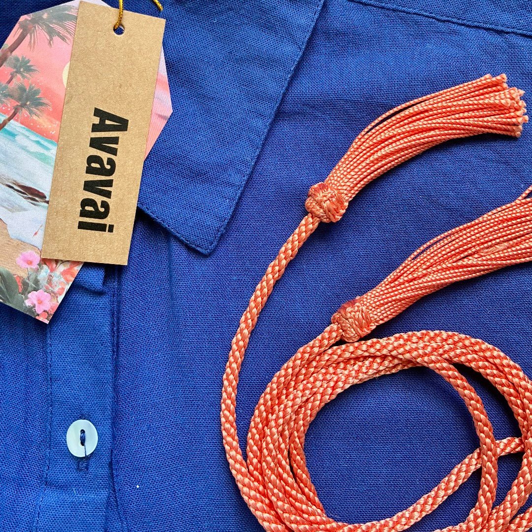 Camicia Mare & Città con cintura in cordoncino + nappine ★ Navy Blue - Glow