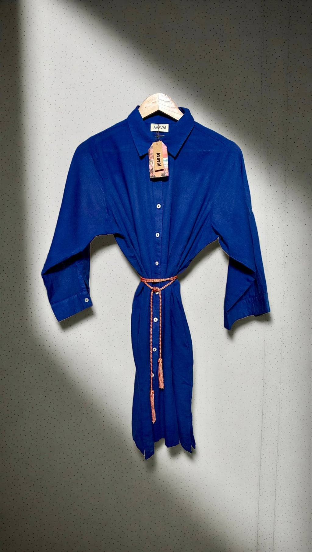 Camicia Mare & Città con cintura in cordoncino + nappine ★ Navy Blue - Glow