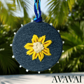 collana con medaglione ricamato a mano 🌼 Blue Denim - Glow