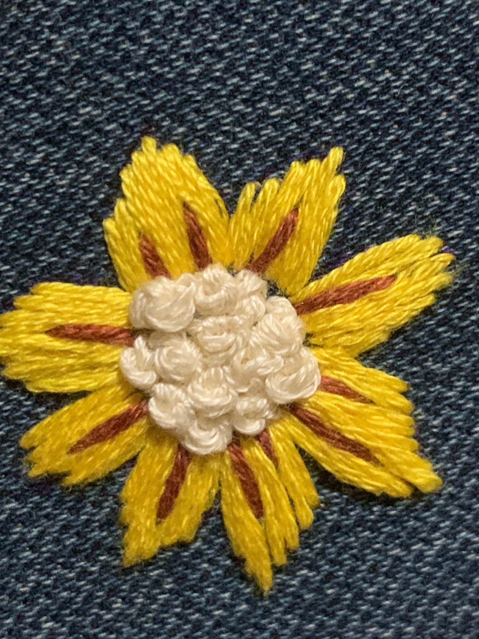 collana con medaglione ricamato a mano 🌼 Blue Denim - Glow