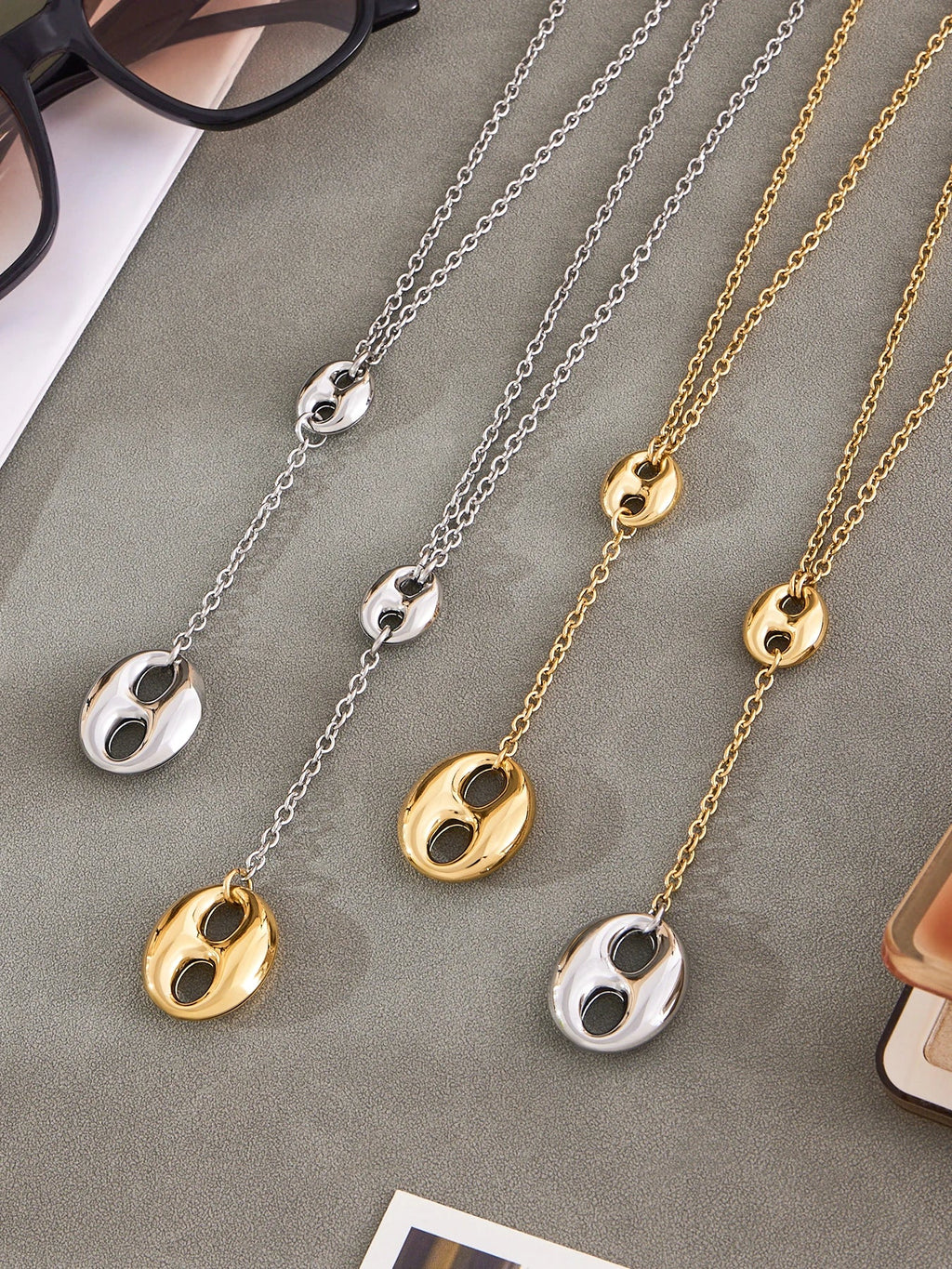 Collana in acciaio inossidabile con nappe a catena - Glow