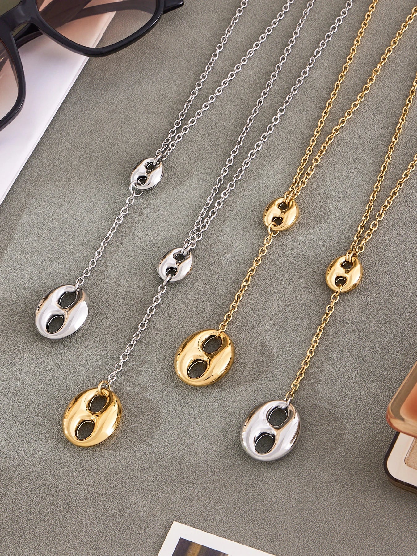 Collana in acciaio inossidabile con nappe a catena - Glow