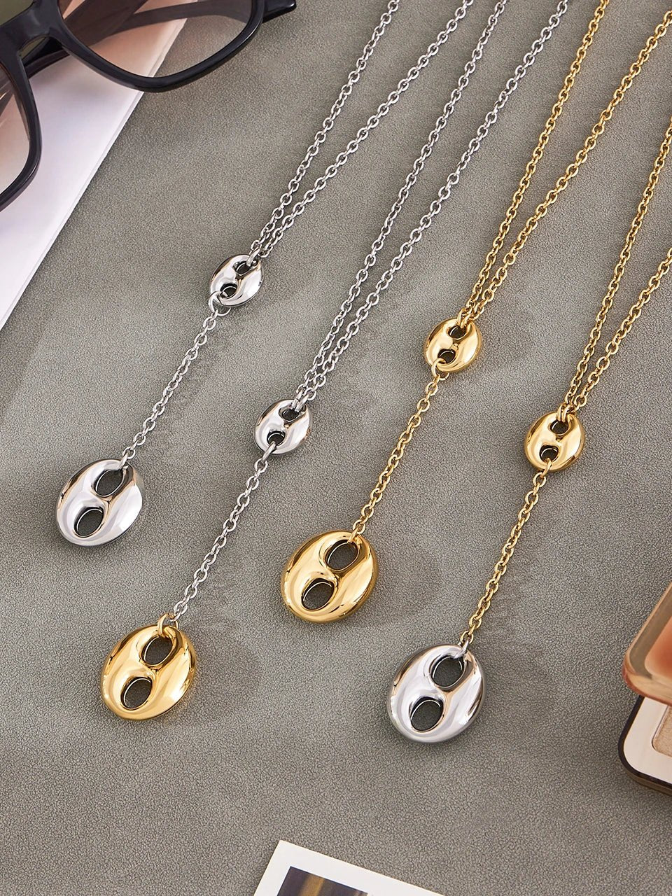 Collana in acciaio inossidabile con nappe a catena - Glow