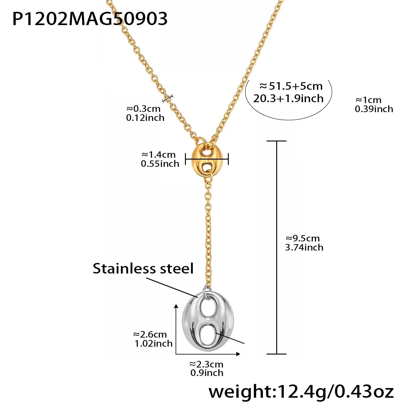 Collana in acciaio inossidabile con nappe a catena - Glow