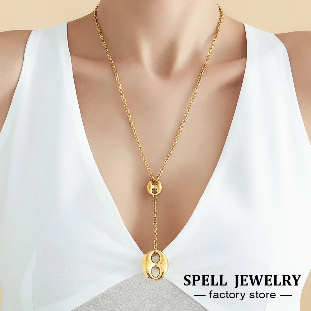 Collana in acciaio inossidabile con nappe a catena - Glow