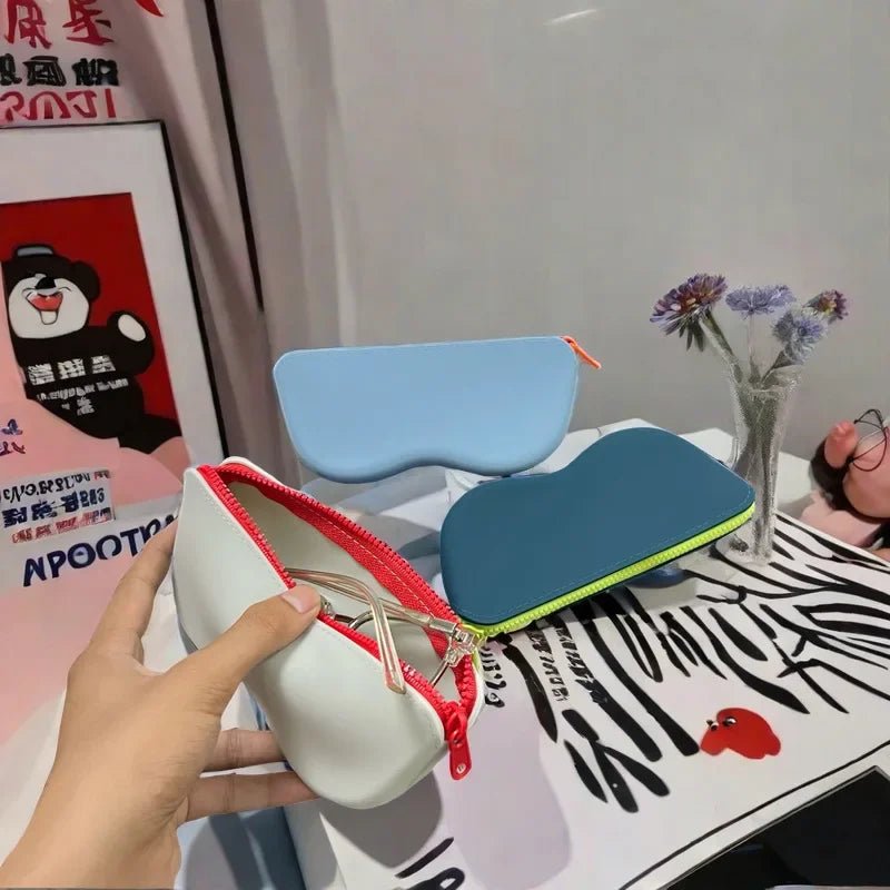 Custodia per occhiali con cerniera in silicone, custodia protettiva per occhiali da sole, borsa per appendere, portafoglio, scatola di vetro impermeabile per donne e ragazze - Glow