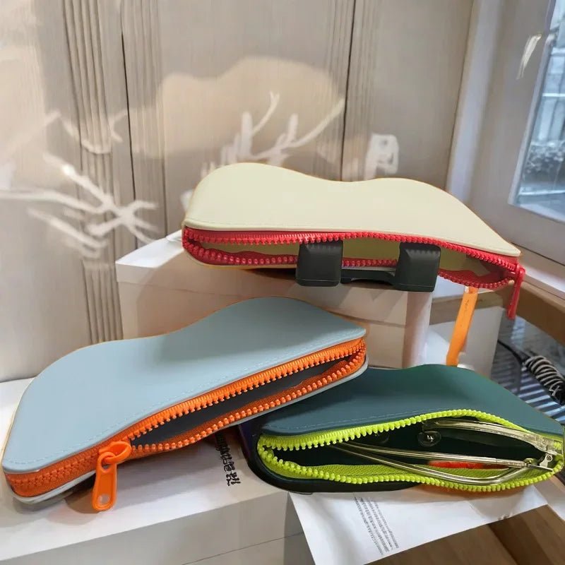 Custodia per occhiali con cerniera in silicone, custodia protettiva per occhiali da sole, borsa per appendere, portafoglio, scatola di vetro impermeabile per donne e ragazze - Glow