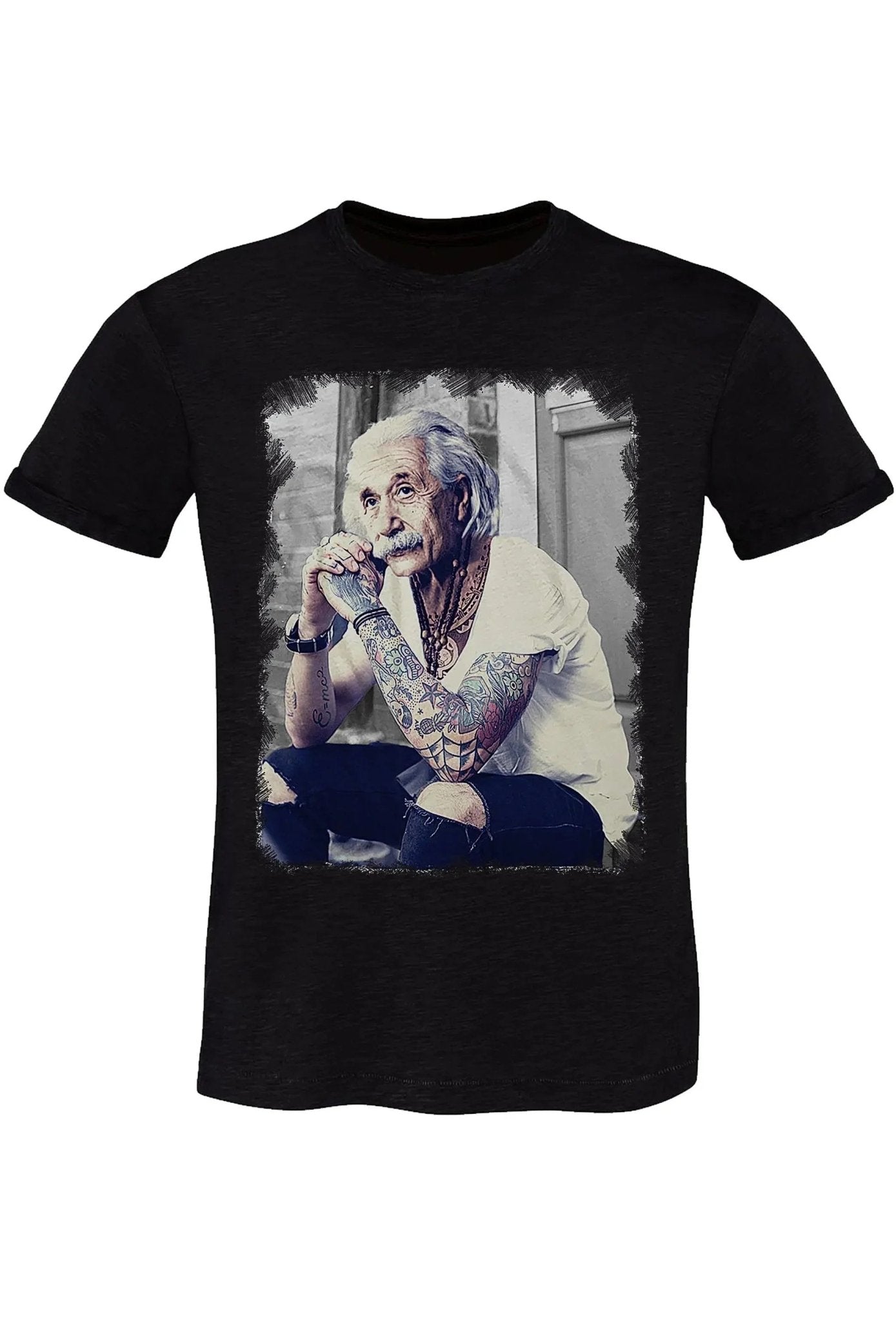 Einstein Genio Fisico Tattoo - T-shirt Uomo in Cotone Fiammato in BS - Glow