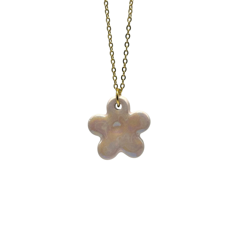 Lillium | Handcrafted pearl - pink floral ceramic necklace - Glow