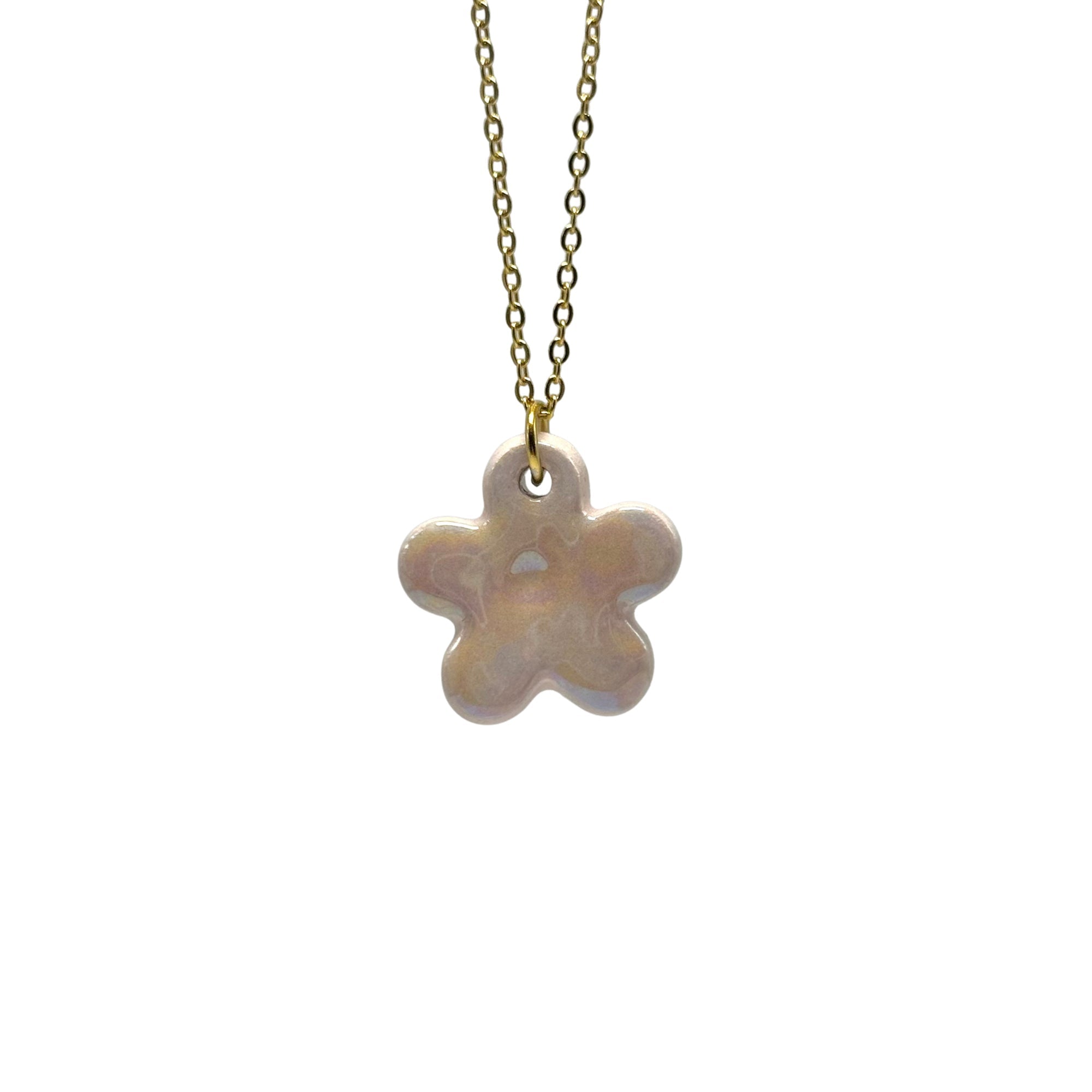 Lillium | Handcrafted pearl - pink floral ceramic necklace - Glow