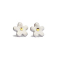 Margherita | Handcrafted white floral ceramic stud earrings with golden detail - Glow