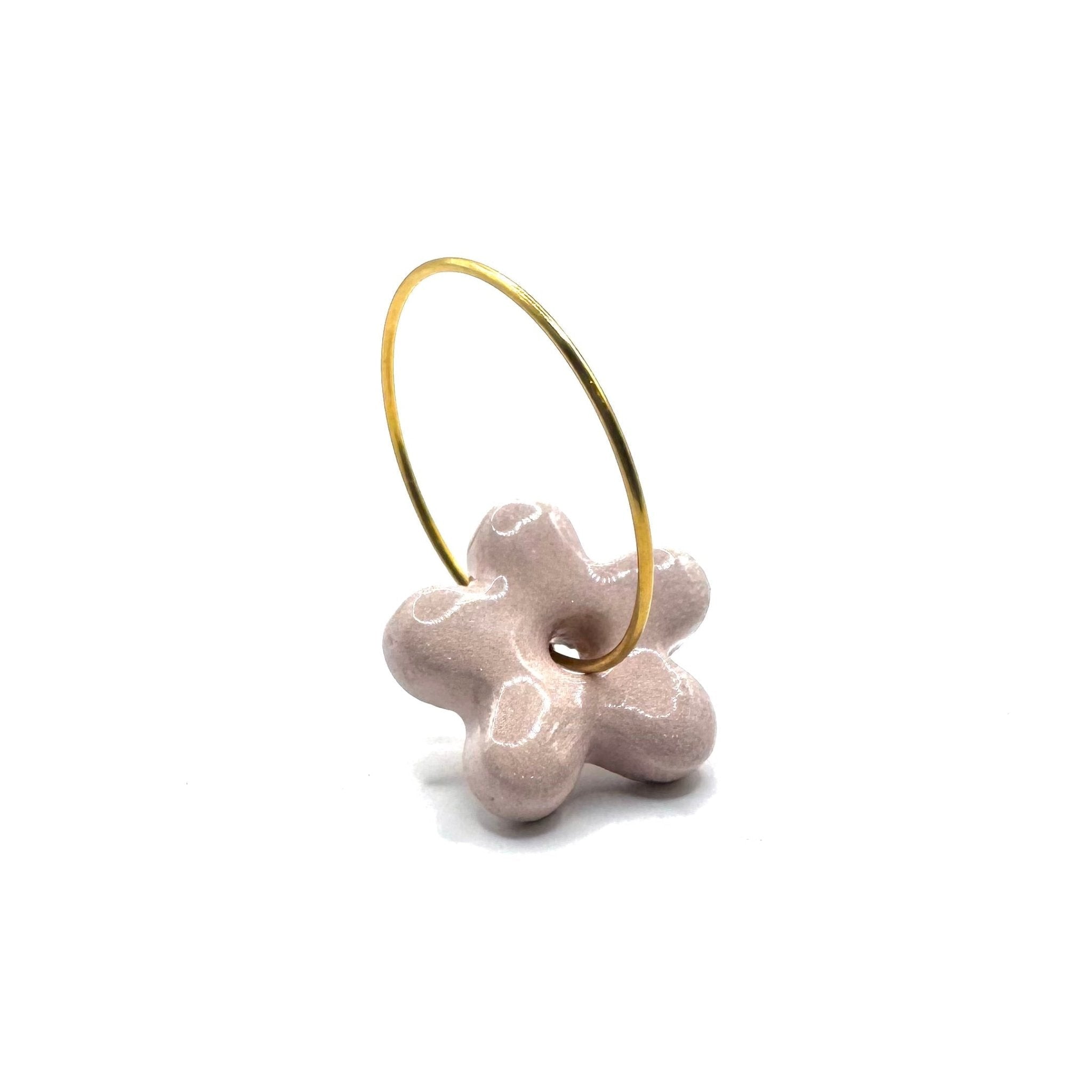 Mimì | Handcrafted pink floral ceramic dangle earrings - Glow