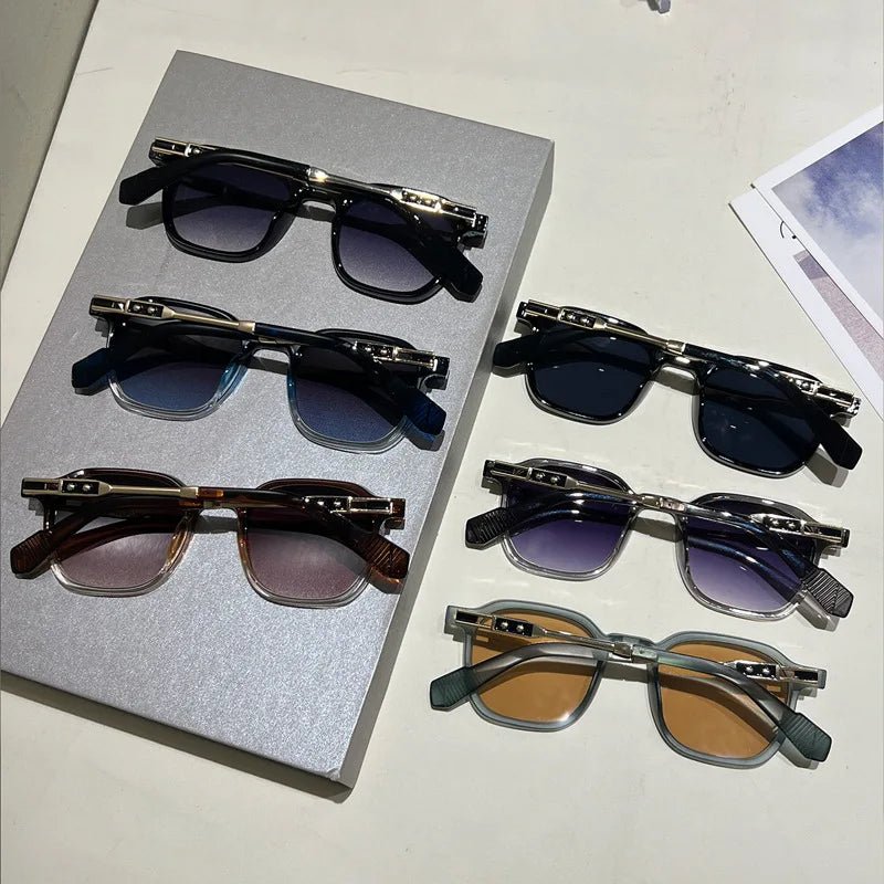 Occhiali da Sole Quadrati Vintage con Rivetti in Metallo | UV400 | Glow - Glow
