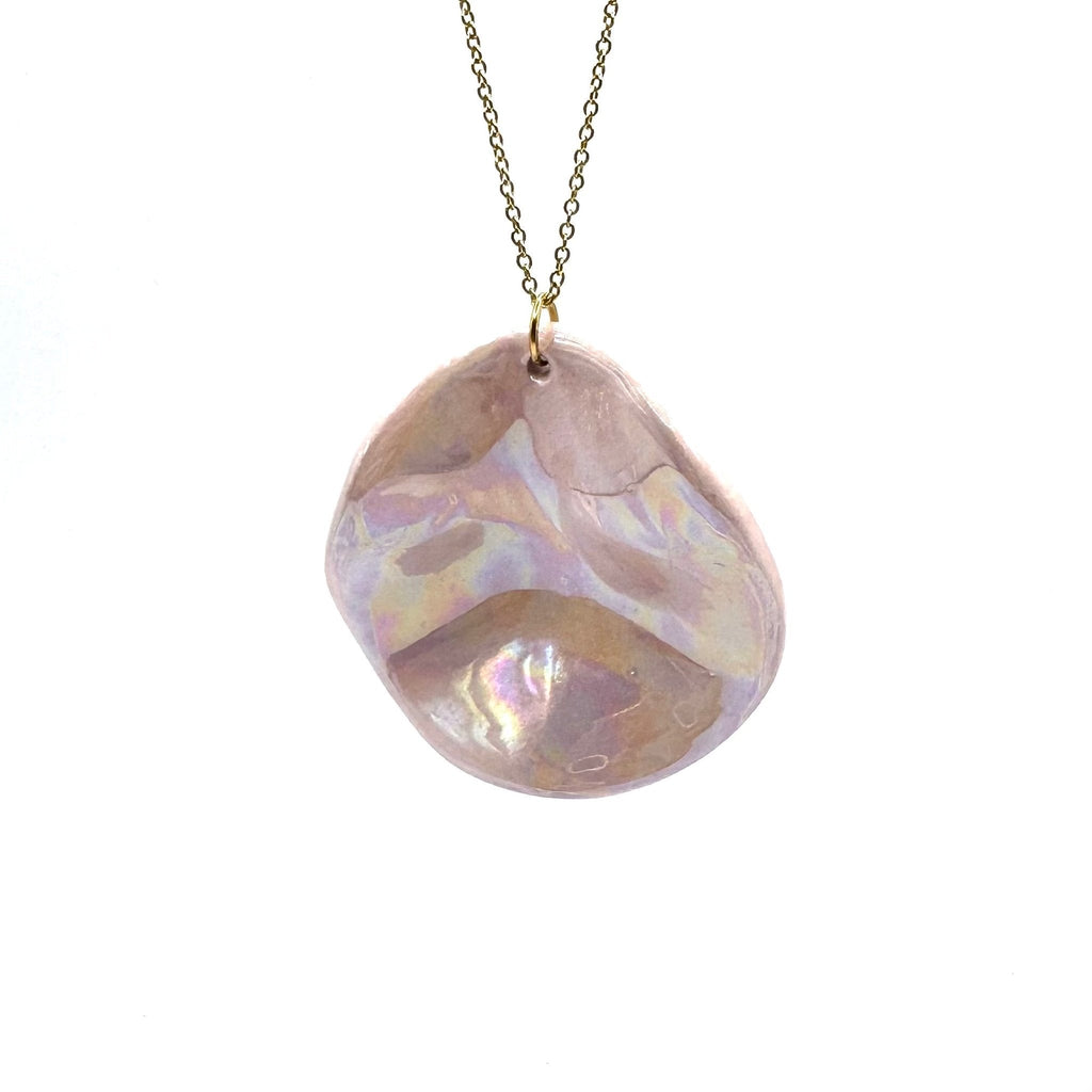 Perla | Handcrafted pearl - pink ceramic necklace - Glow