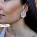 Perla | Handcrafted pearl - pink ceramic stud earrings - Glow