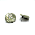 Perla | Handcrafted pearl sage - green ceramic stud earrings - Glow