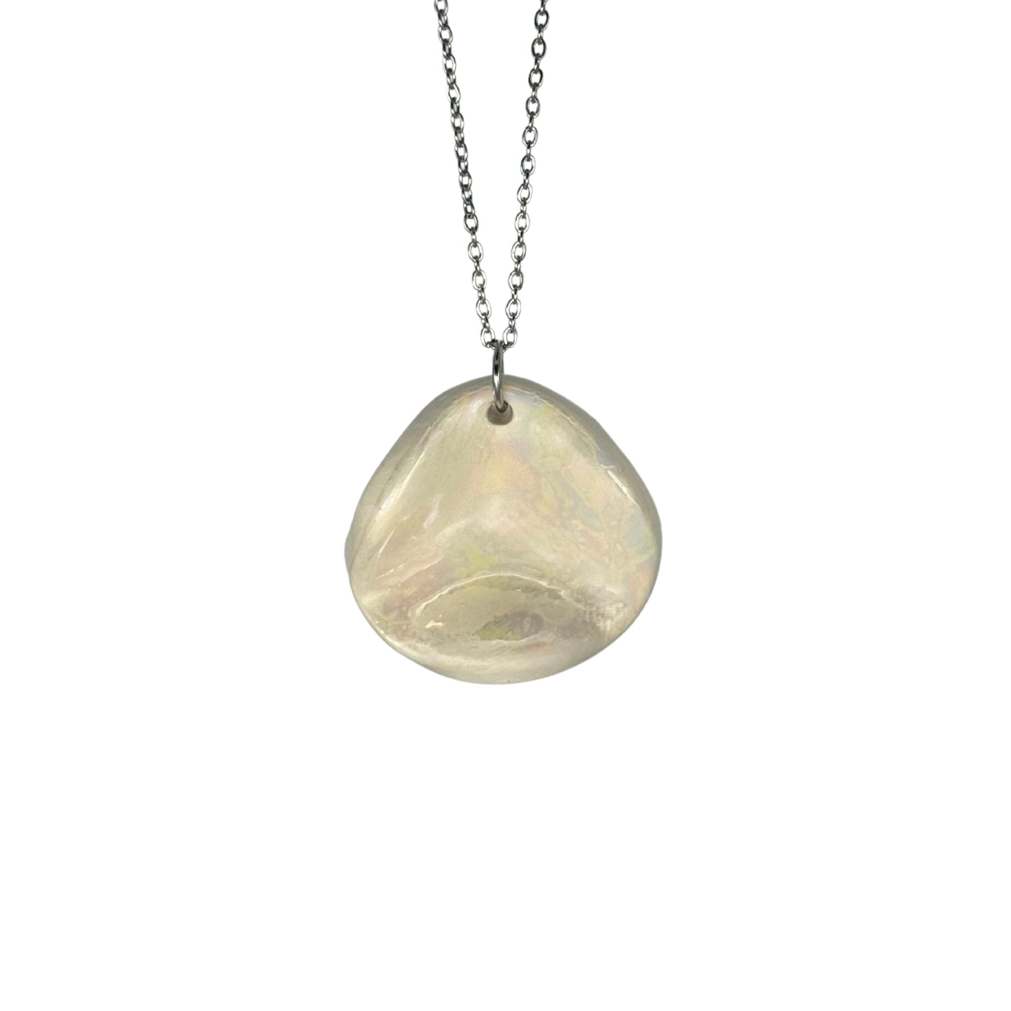 Perla | Handcrafted pearl - white ceramic necklace (small) - Glow