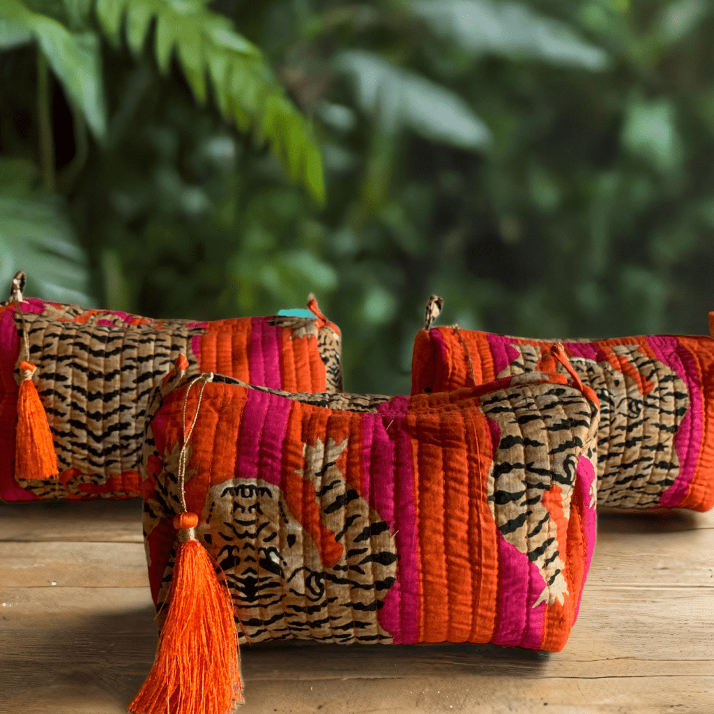 Roary Pouches 🐾 Tigers on Orange - Glow