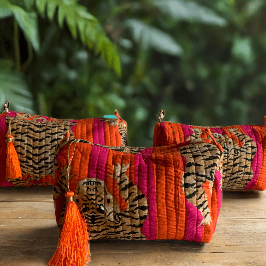 Roary Pouches 🐾 Tigers on Orange - Glow