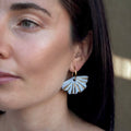 Selene | Handcrafted light blue ceramic dangle earrings with golden details - Glow