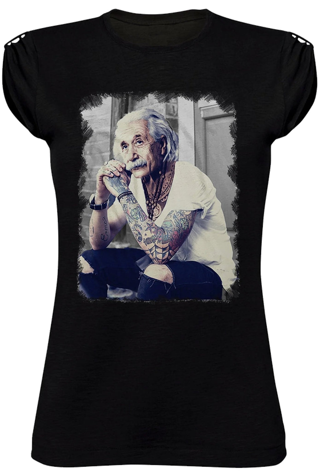 T-Shirt Einstein Tatuato Donna - Cotone Biologico Fiammato - Glow