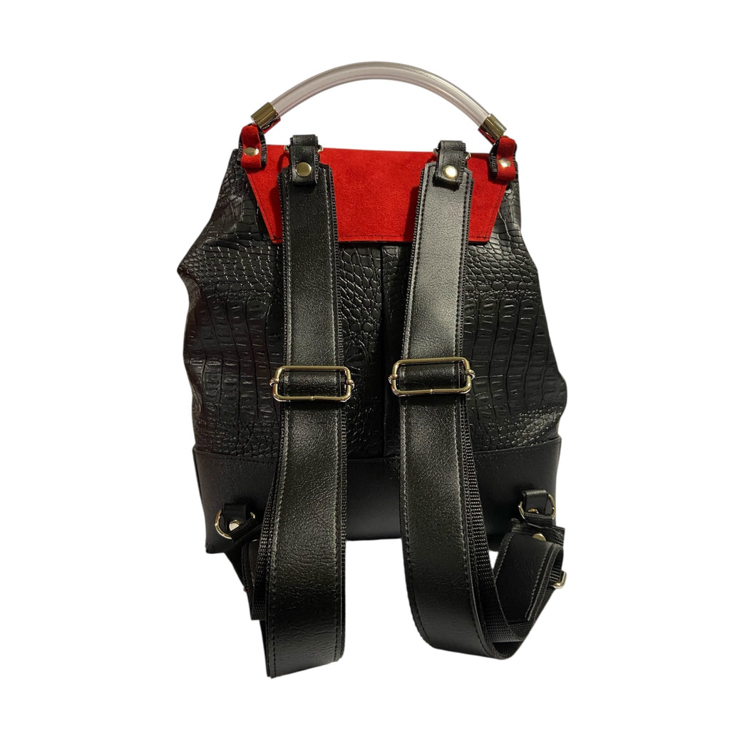 Zaino Tre Terzi Black Croco & Red - Glow